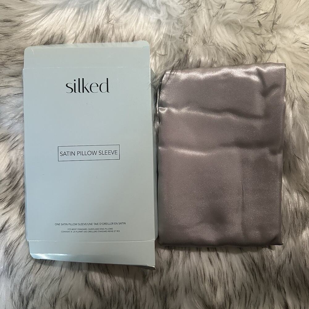 Silked Satin Charmeuse Pillowcase Gray 26x18 Open-End Anti-Slip Solid